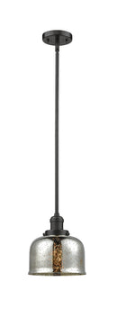 Innovations Lighting Large Bell 1-100 watt 8 inch Oil Rubbed Bronze Mini Pendant Silver Plated Mercury Glass Hang Straight Swivel 201SOBG78