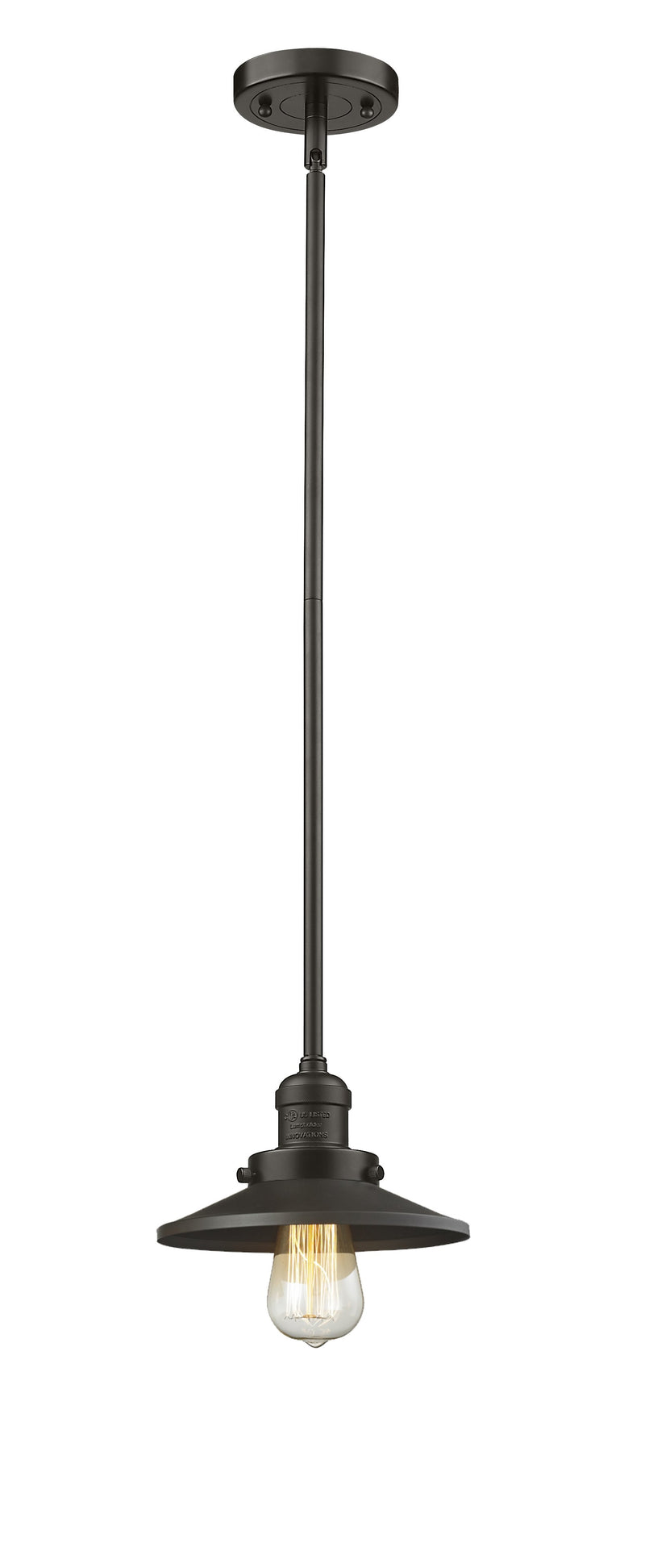 Innovations Lighting Railroad 1-100 watt 8 inch Oil Rubbed Bronze Mini Pendant Oil Rubbed Bronze Railroad shades Hang Straight Swivel 201SOBM5