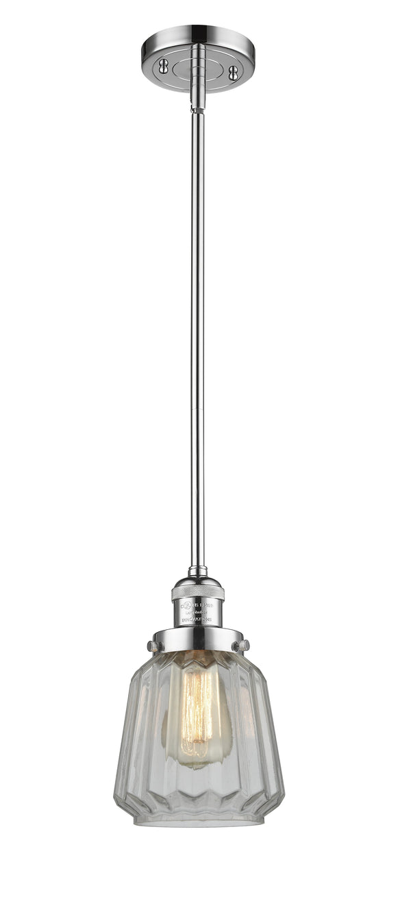 Innovations Lighting Chatham 1-100 watt 6 inch Polished Chrome Mini Pendant  Clear Fluted glass   Hang Straight Swivel 201SPCG142