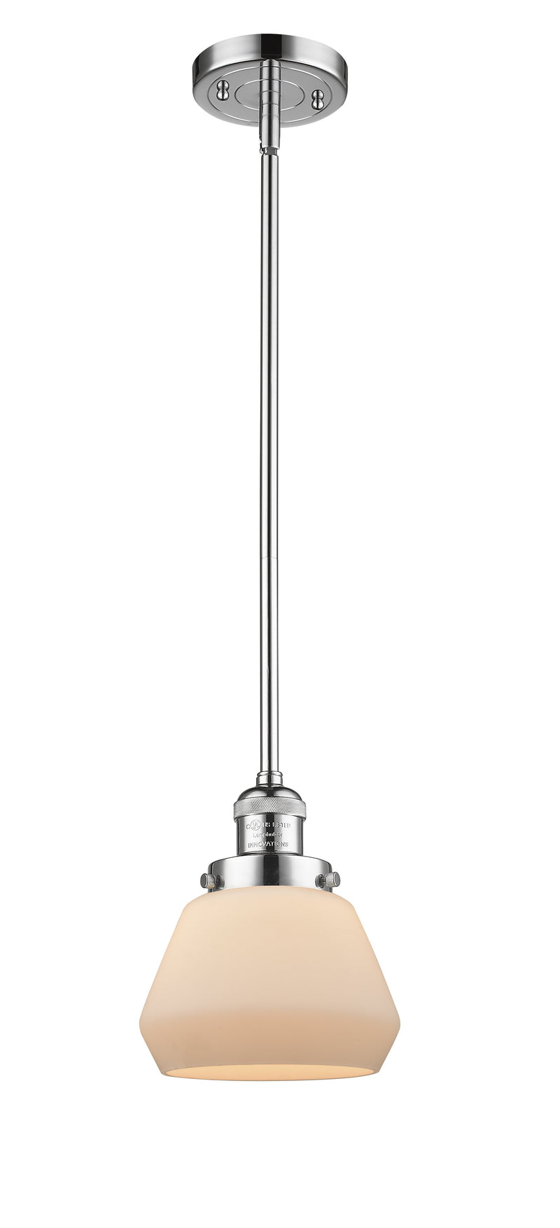 Innovations Lighting Fulton 1-100 watt 7 inch Polished Chrome Mini Pendant Matte White Cased Glass Hang Straight Swivel 201SPCG171