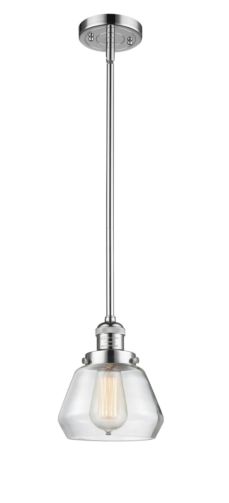 Innovations Lighting Fulton 1-100 watt 7 inch Polished Chrome Mini Pendant  Clear glass   Hang Straight Swivel 201SPCG172