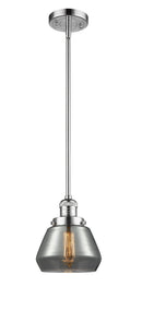 Innovations Lighting Fulton 1-100 watt 7 inch Polished Chrome Mini Pendant  Smoked glass   Hang Straight Swivel 201SPCG173