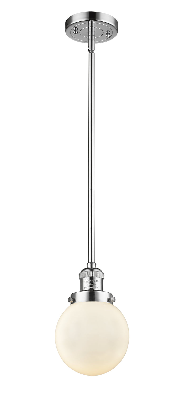 Innovations Lighting Beacon 1-100 watt 6 inch Polished Chrome Mini Pendant Matte White Cased Glass Hang Straight Swivel 201SPCG2016