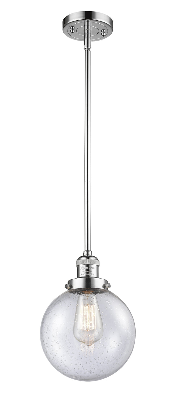 Innovations Lighting Beacon 1-100 watt 8 inch Polished Chrome Mini Pendant  Seedy glass   Hang Straight Swivel 201SPCG2048