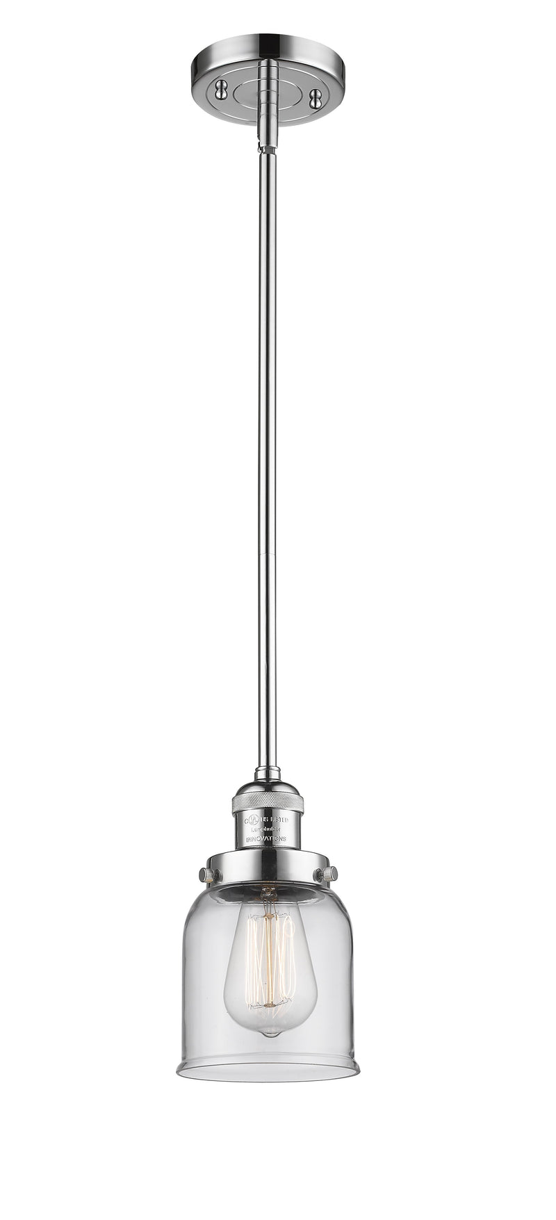 Innovations Lighting Small Bell 1-100 watt 5 inch Polished Chrome Mini Pendant  Clear glass   Hang Straight Swivel 201SPCG52