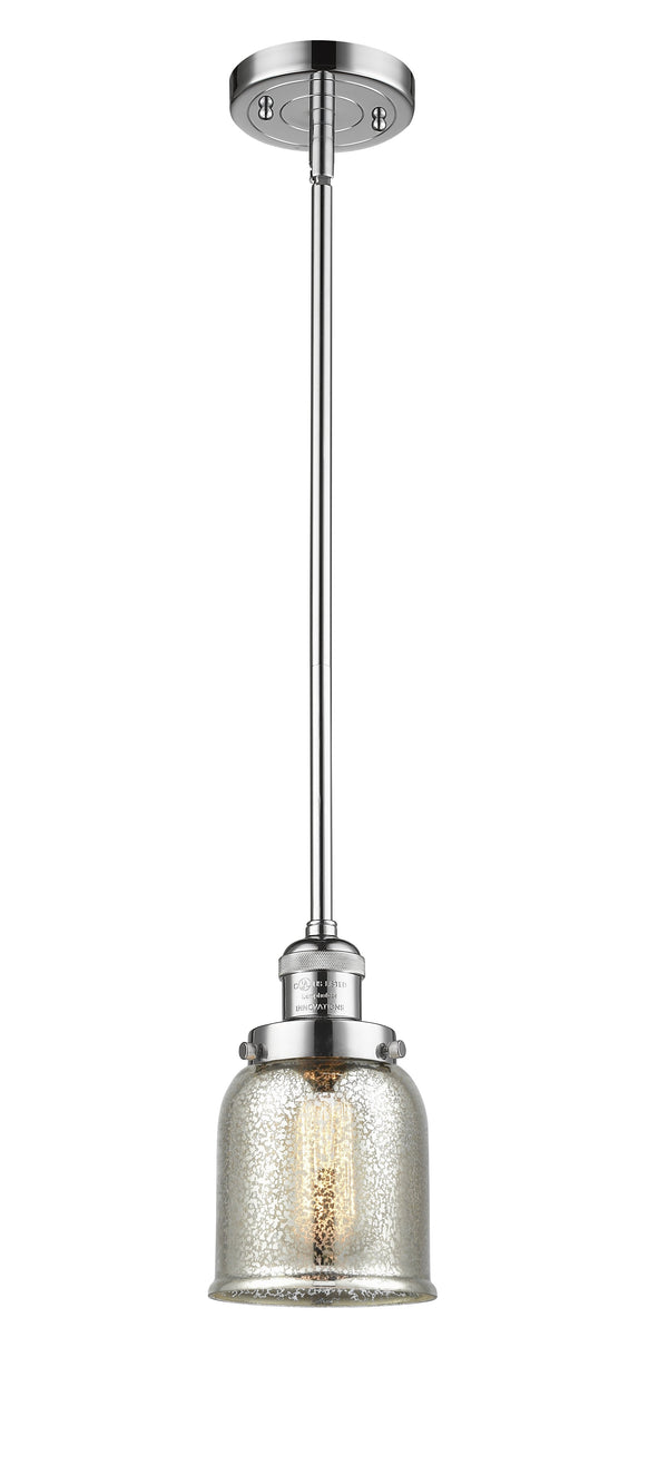 Innovations Lighting Small Bell 1-100 watt 5 inch Polished Chrome Mini Pendant Silver Plated Mercury Glass Hang Straight Swivel 201SPCG58