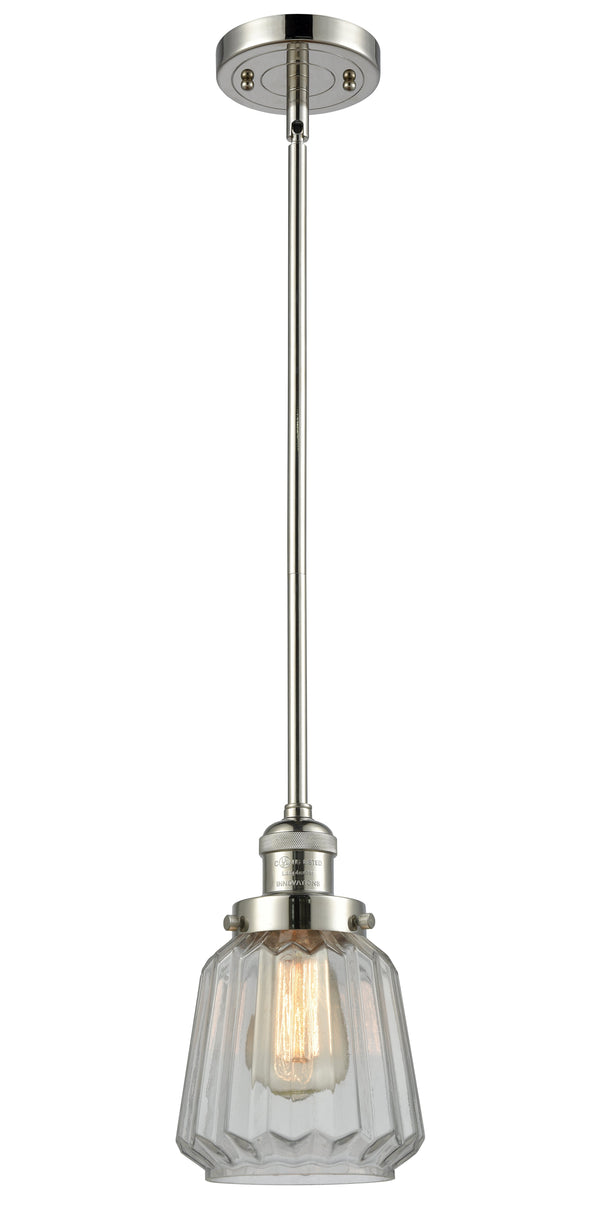 Innovations Lighting Chatham 1-100 watt 6 inch Polished Nickel Mini Pendant  Clear Fluted glass   Hang Straight Swivel 201SPNG142