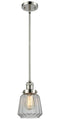 Innovations Lighting Chatham 1-100 watt 6 inch Polished Nickel Mini Pendant  Clear Fluted glass   Hang Straight Swivel 201SPNG142