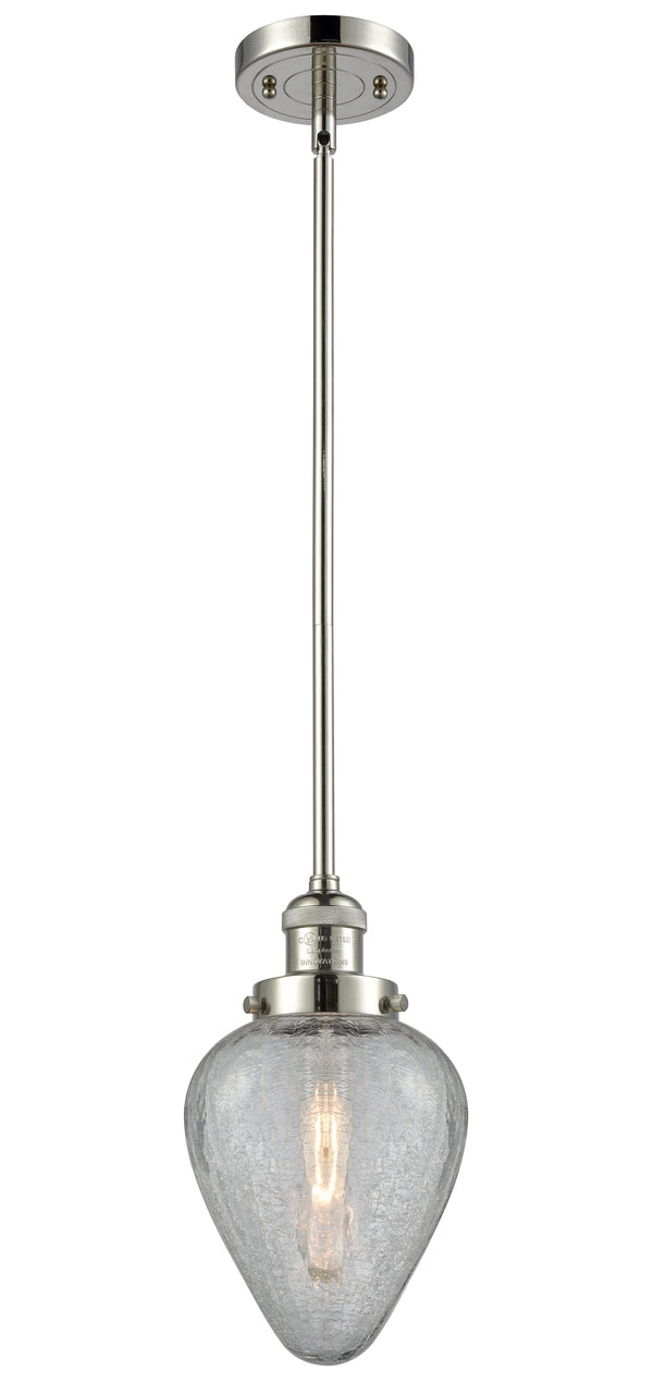 Innovations Lighting Geneseo 1-100 watt 6.5 inch Polished Nickel Mini Pendant  Clear Crackle glass   Hang Straight Swivel 201SPNG165