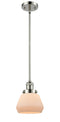 Innovations Lighting Fulton 1-100 watt 7 inch Polished Nickel Mini Pendant Matte White Cased glass Hang Straight Swivel 201SPNG171