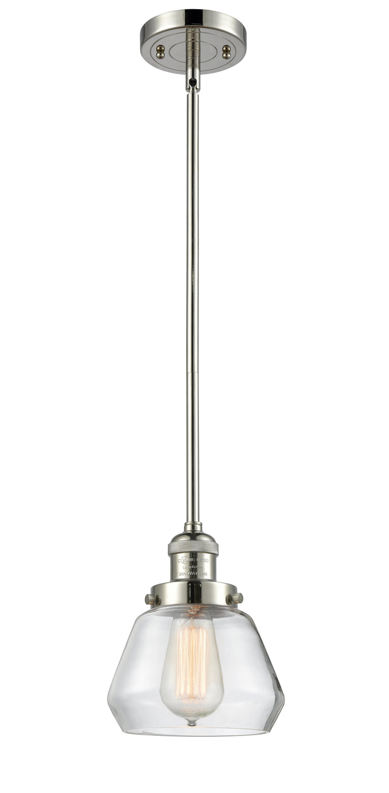 Innovations Lighting Fulton 1-100 watt 7 inch Polished Nickel Mini Pendant  Clear glass   Hang Straight Swivel 201SPNG172