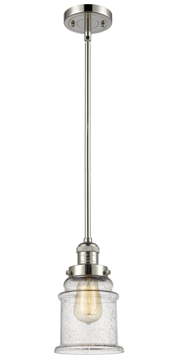 Innovations Lighting Canton 1-100 watt 6.5 inch Polished Nickel Mini Pendant  Seedy glass   Hang Straight Swivel 201SPNG184