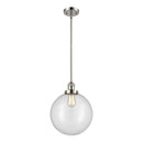 Beacon Mini Pendant shown in the Polished Nickel finish with a Clear shade