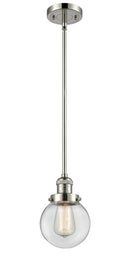 Innovations Lighting Beacon 1-100 watt 6 inch Polished Nickel Mini Pendant  Clear glass   Hang Straight Swivel 201SPNG2026