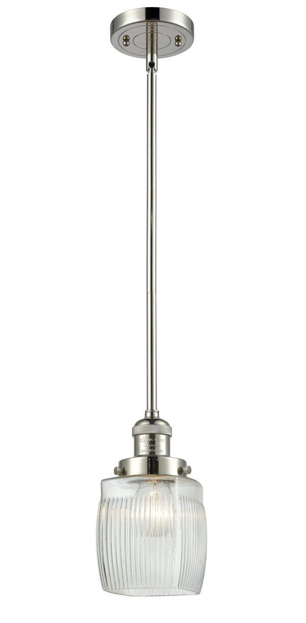 Innovations Lighting Colton 1-100 watt 8 inch Polished Nickel Mini Pendant Thick Clear Halophane glass Hang Straight Swivel 201SPNG302