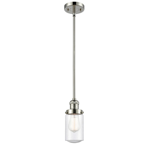 Dover Mini Pendant shown in the Polished Nickel finish with a Seedy shade