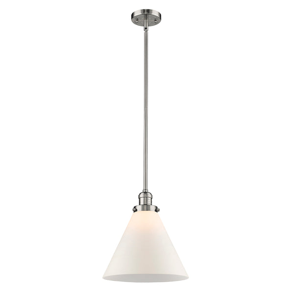 Cone Mini Pendant shown in the Polished Nickel finish with a Matte White shade