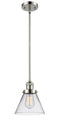 Innovations Lighting Large Cone 1-100 watt 8 inch Polished Nickel Mini Pendant  Clear glass   Hang Straight Swivel 201SPNG42