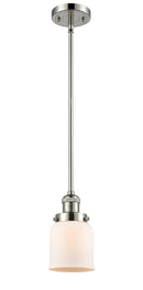 Innovations Lighting Small Bell 1-100 watt 5 inch Polished Nickel Mini Pendant Matte White Cased glass Hang Straight Swivel 201SPNG51