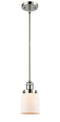 Innovations Lighting Small Bell 1-100 watt 5 inch Polished Nickel Mini Pendant Matte White Cased glass Hang Straight Swivel 201SPNG51