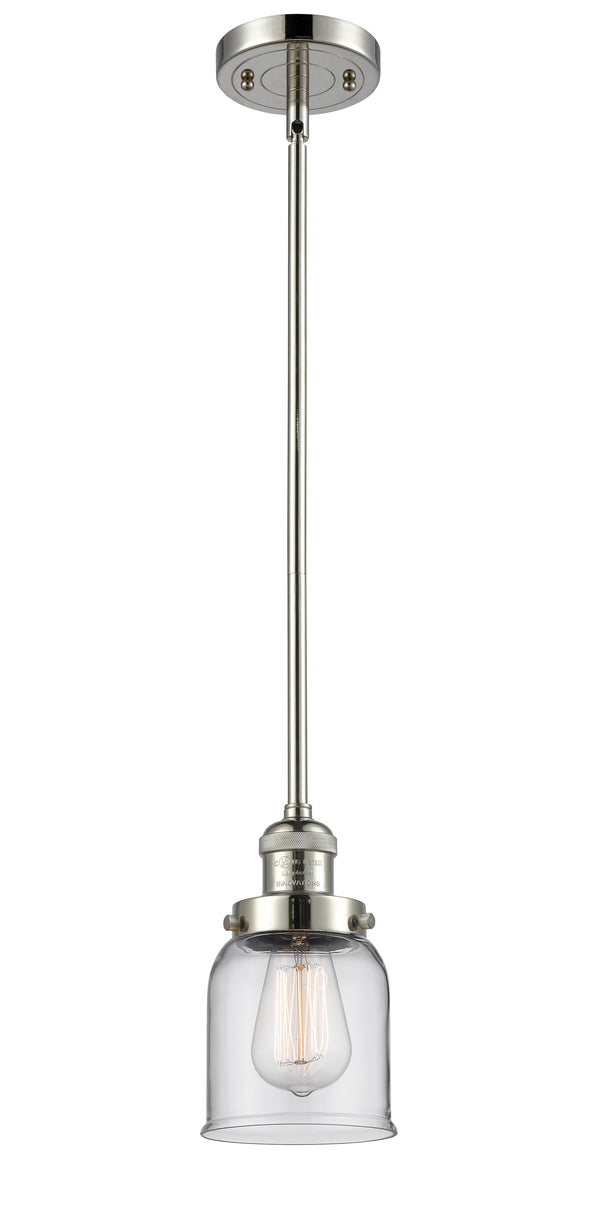 Innovations Lighting Small Bell 1-100 watt 5 inch Polished Nickel Mini Pendant  Clear glass   Hang Straight Swivel 201SPNG52