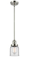 Innovations Lighting Small Bell 1-100 watt 5 inch Polished Nickel Mini Pendant  Clear glass   Hang Straight Swivel 201SPNG52