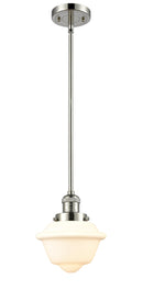 Innovations Lighting Small Oxford 1-100 watt 8 inch Polished Nickel Mini Pendant Matte White Cased glass Hang Straight Swivel 201SPNG531