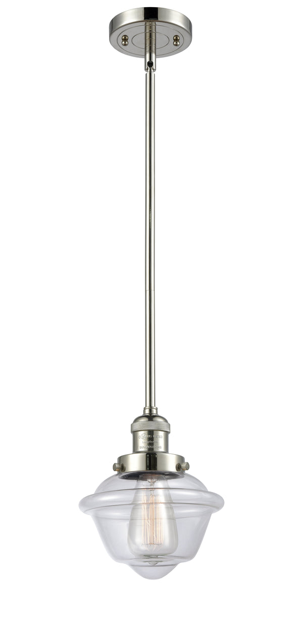 Innovations Lighting Small Oxford 1-100 watt 8 inch Polished Nickel Mini Pendant  Clear glass   Hang Straight Swivel 201SPNG532