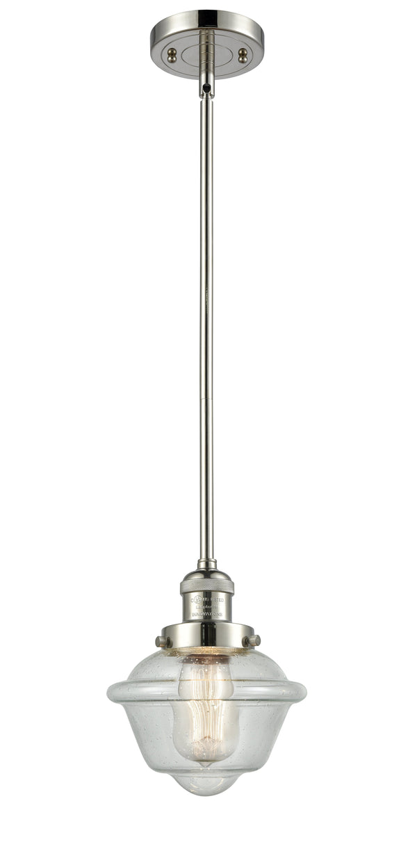 Innovations Lighting Small Oxford 1-100 watt 8 inch Polished Nickel Mini Pendant  Seedy glass   Hang Straight Swivel 201SPNG534