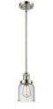 Innovations Lighting Small Bell 1-100 watt 5 inch Polished Nickel Mini Pendant  Seedy glass   Hang Straight Swivel 201SPNG54