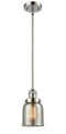 Innovations Lighting Small Bell 1-100 watt 5 inch Polished Nickel Mini Pendant Silver Plated Mercury glass Hang Straight Swivel 201SPNG58