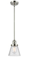 Innovations Lighting Small Cone 1-100 watt 6 inch Polished Nickel Mini Pendant  Seedy glass   Hang Straight Swivel 201SPNG64