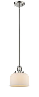 Innovations Lighting Large Bell 1-100 watt 8 inch Polished Nickel Mini Pendant Matte White Cased glass Hang Straight Swivel 201SPNG71