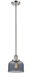 Innovations Lighting Large Bell 1-100 watt 8 inch Polished Nickel Mini Pendant  Smoked glass   Hang Straight Swivel 201SPNG73