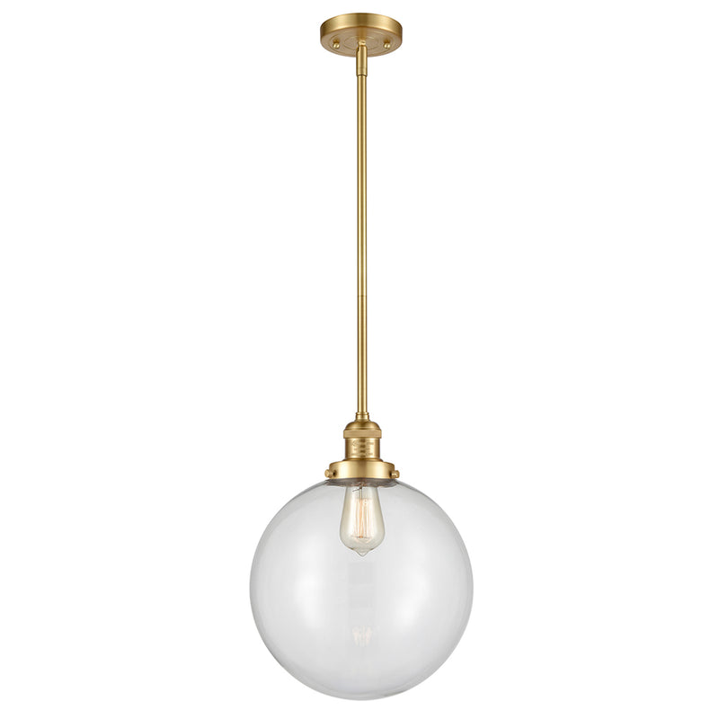 Beacon Mini Pendant shown in the Satin Gold finish with a Clear shade