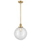 Beacon Mini Pendant shown in the Satin Gold finish with a Clear shade