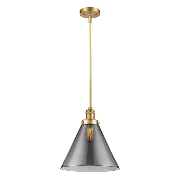 Cone Mini Pendant shown in the Satin Gold finish with a Plated Smoke shade