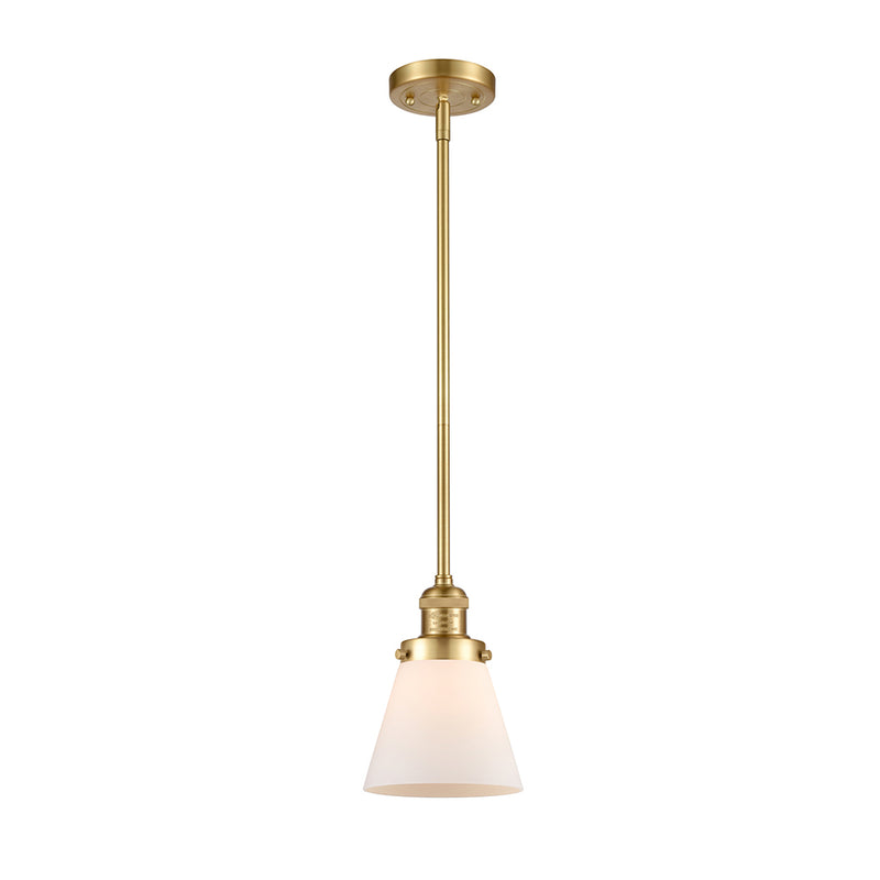 Cone Mini Pendant shown in the Satin Gold finish with a Matte White shade