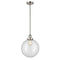 Beacon Mini Pendant shown in the Brushed Satin Nickel finish with a Clear shade