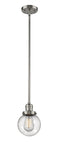 Innovations Lighting Beacon 1-100 watt 6 inch Brushed Satin Nickel Mini Pendant  Seedy glass   Hang Straight Swivel 201SSNG2046