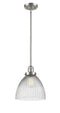 Innovations Lighting Seneca Falls 1-100 watt 10 inch Brushed Satin Nickel Pendant  Halophane glass   Hang Straight Swivel 201SSNG222