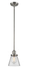 Innovations Lighting Small Cone 1-100 watt 6 inch Brushed Satin Nickel Mini Pendant  Clear glass   Hang Straight Swivel 201SSNG62