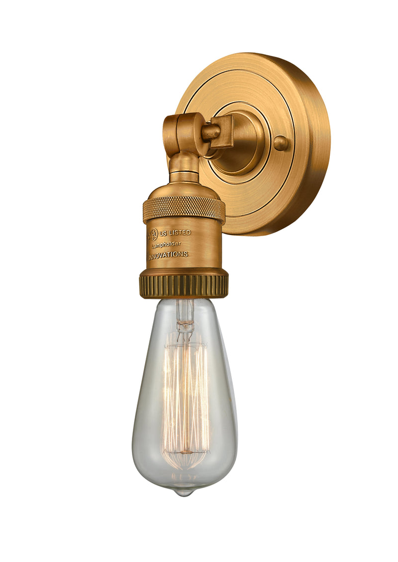 Innovations Lighting Bare Bulb 1-100 watt 4.5 inch Brushed Brass ADA Compliant Sconce   180 Degree Adjustable Swivel With Engraved Cast Cup 202ADABB