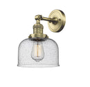 Innovations Lighting Large Bell 1-100 watt 8 inch Antique Brass Sconce Seedy Glass  180 Degree Adjustable Swivel 203ABG74