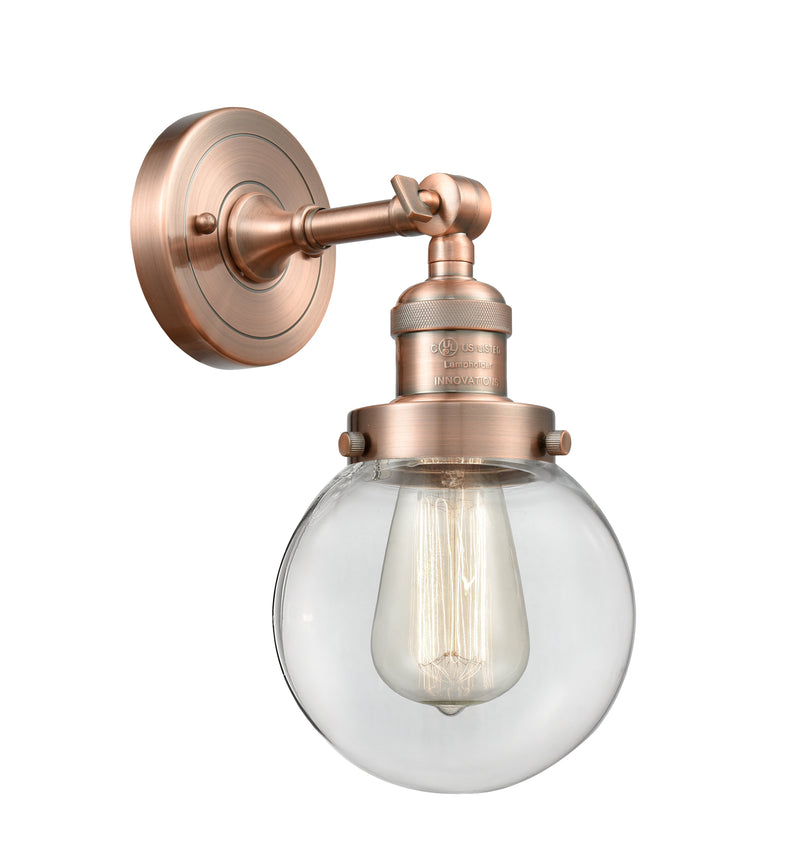 Innovations Lighting Beacon 1-100 watt 6 inch Antique Copper Sconce Clear Glass  180 Degree Adjustable Swivel 203ACG2026