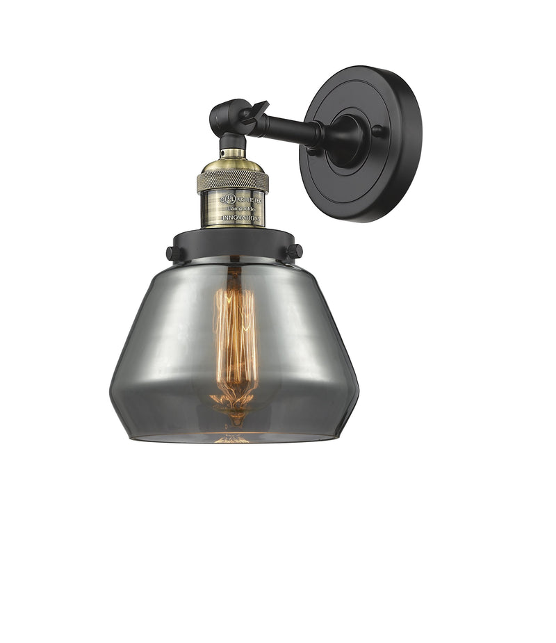 Innovations Lighting Fulton 1-100 watt 7 inch Black Antique Brass Sconce Smoked Glass  180 Degree Adjustable Swivel 203BABG173