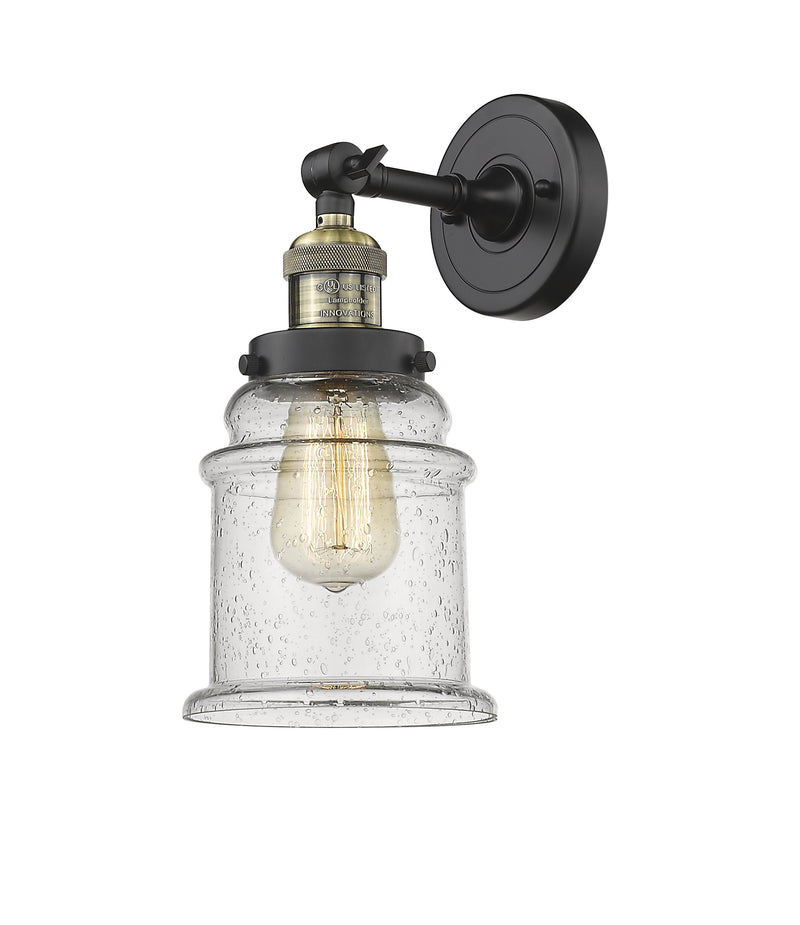 Innovations Lighting Canton 1-100 watt 6.5 inch Black Antique Brass Sconce Seedy Glass  180 Degree Adjustable Swivel 203BABG184