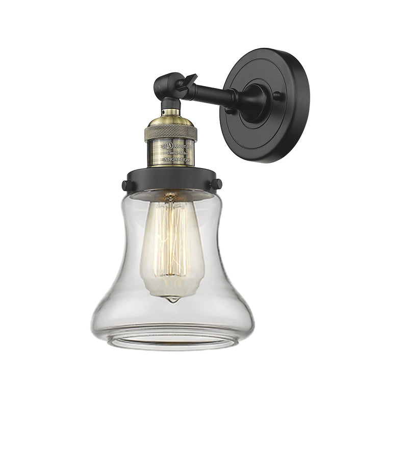 Innovations Lighting Bellmont 1-100 watt 6.5 inch Black Antique Brass Sconce Clear Glass  180 Degree Adjustable Swivel 203BABG192