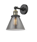 Innovations Lighting Large Cone 1-100 watt 8 inch Black Antique Brass Sconce Smoked glass   180 Degree Adjustable Swivel 203BABG43