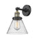 Innovations Lighting Large Cone 1-100 watt 8 inch Black Antique Brass Sconce Seedy glass   180 Degree Adjustable Swivel 203BABG44